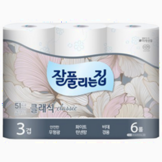  잘풀리는집 클래식 3겹 화장지 25m 6롤 - 부드럽고 튼튼한 일상 필수템