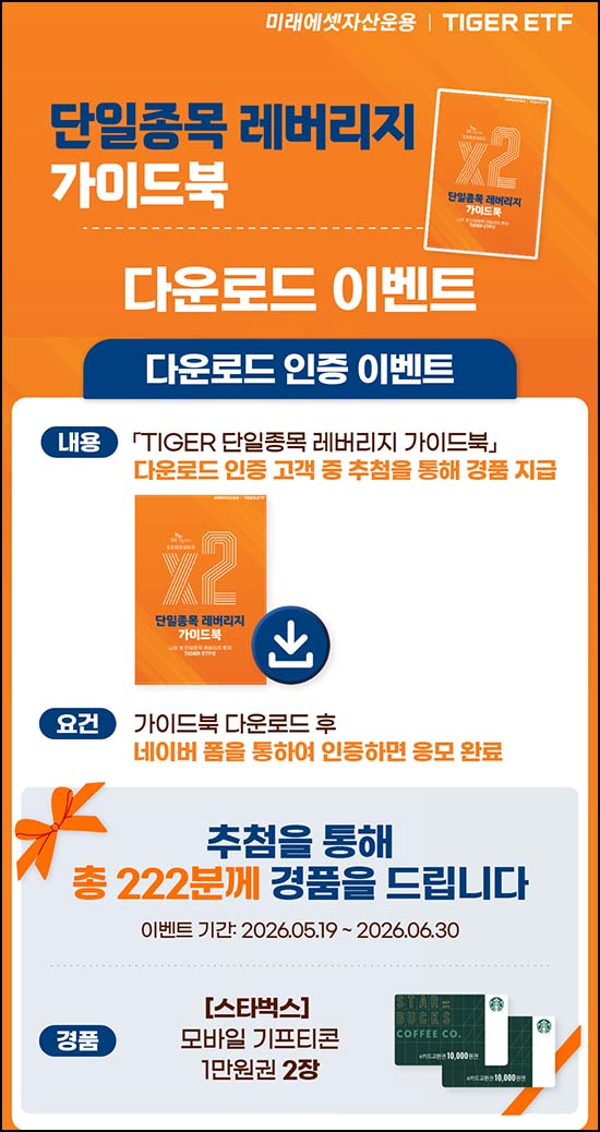  TIGER 투자 가이드북 다운로드 이벤트(스벅 2만원 222명)추첨~06.30
