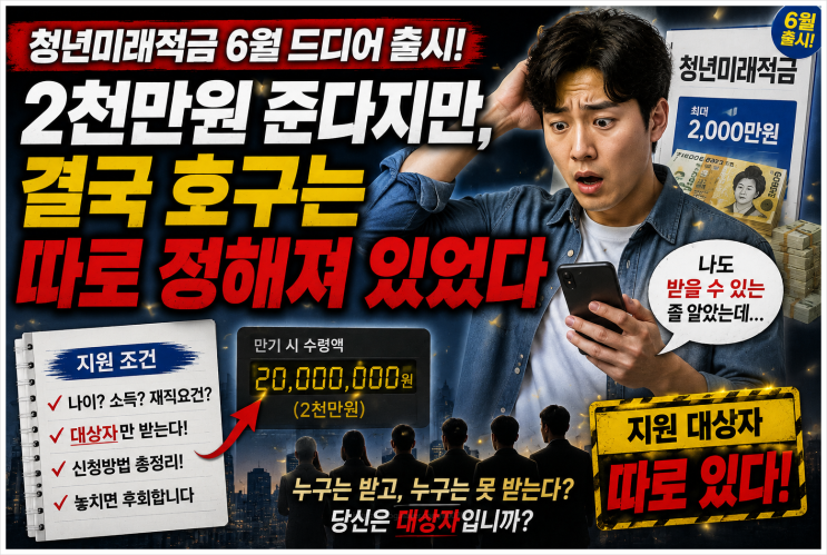  청년미래적금 6월 드디어 출시! 2천만원 준다지만, 결국 호구는 따로 정해져 있었다