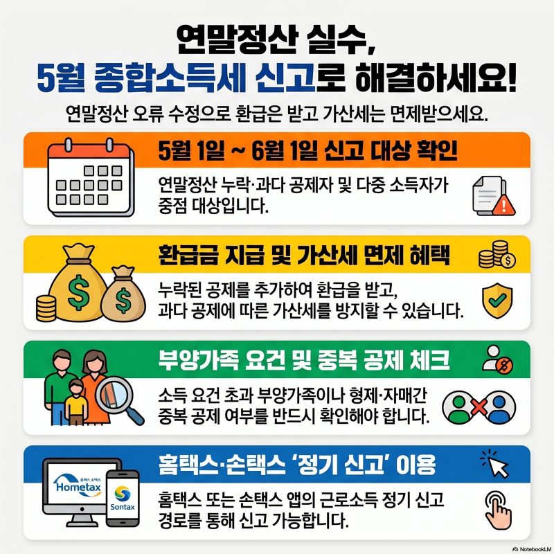 종합소득세 신고: 연말정산 누락·과다공제 정정 및 가산세 피하는 법
