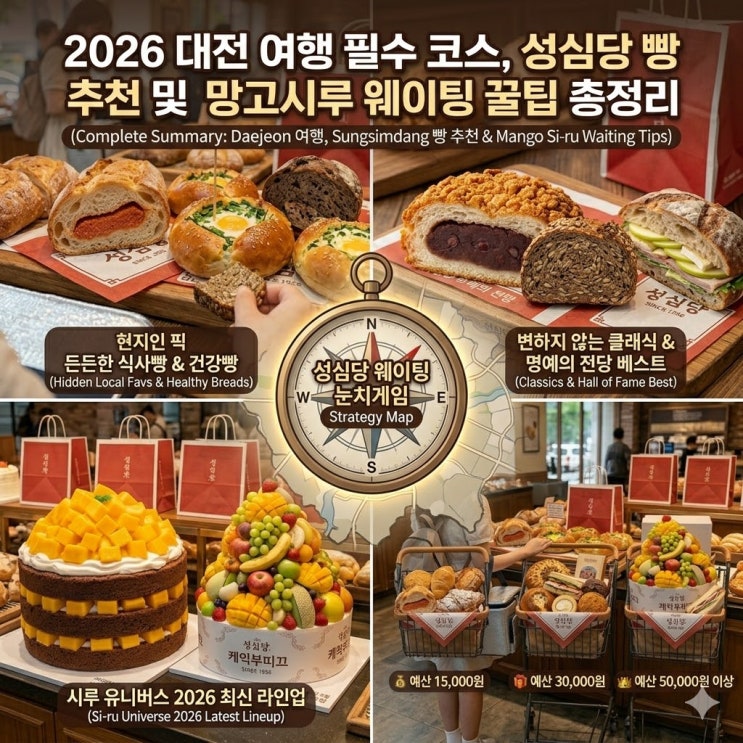  2026 대전 여행 필수 코스, 성심당 빵 추천 및 망고시루 웨이팅 꿀팁 총정리