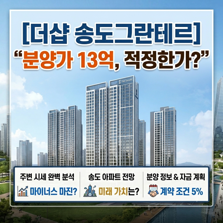  더샵 송도그란테르 G5-1블록 분양가 평당가 및 송도 아파트 시세 전망