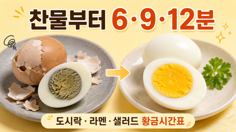 "찬물부터 넣으면 다 똑같은 줄 알았는데.." 계란 삶는 시간 6·9·12분, 반숙·완숙 진짜 갈리는....