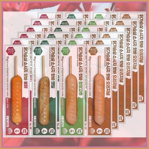 방탄푸드 닭가슴살 소시지 핫바 70g 4종 24팩 오리지널6+깻잎6+청양고추6+불닭6, 1세트 특알뜰템....