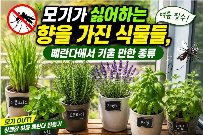 모기가 싫어하는 향을 가진 식물들, 베란다에서 키울 만한 종류