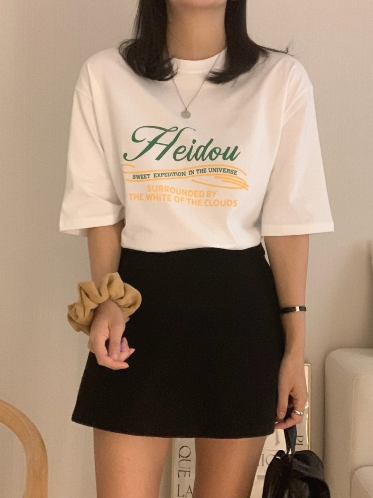  여자 루즈핏 영문나염 반팔티 추천! 꾸안꾸 데일리 레이어드 티셔츠 코디