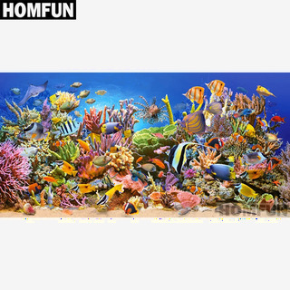  HOMFUN 5D 다이아몬드 페인팅 물고기 해양 산호 - 감각적인 바다 풍경 DIY