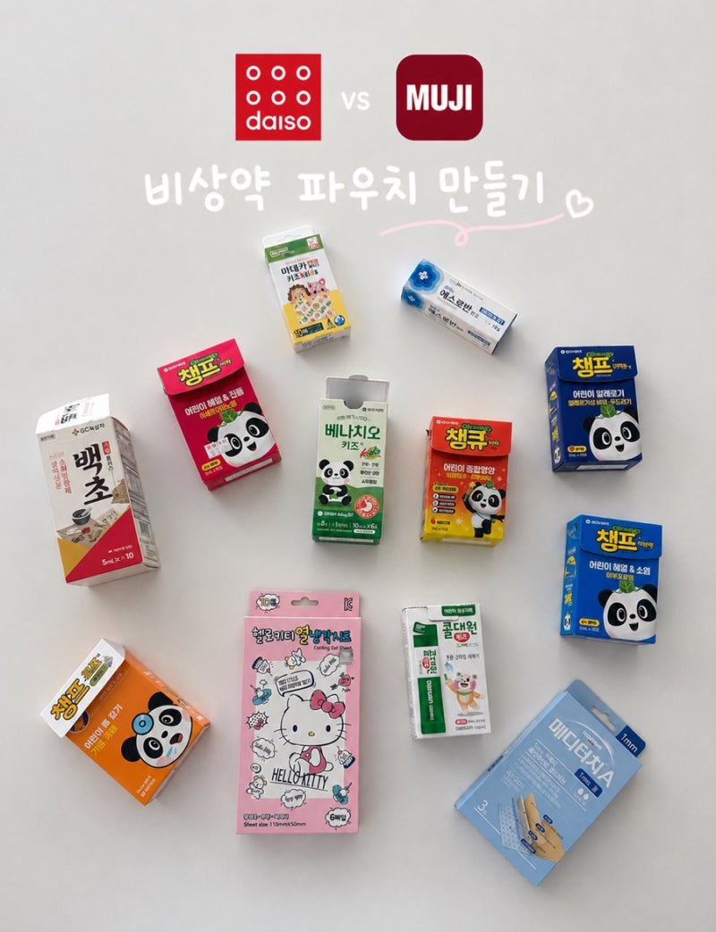 여행용 가족 약파우치 | 무인양품(muji) / 다이소 버전 , 비상약 리스트