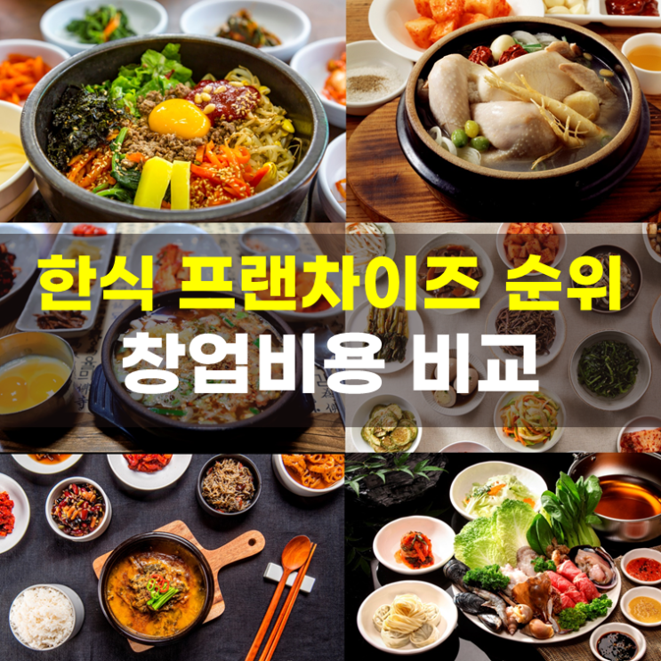  한식 프랜차이즈 순위 1~36, 정보공개서 창업비용 비교(2026년)
