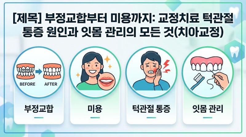 부정교합부터 미용까지: 교정치료 턱관절 통증 원인과 잇몸 관리의 모든 것(치아교정)