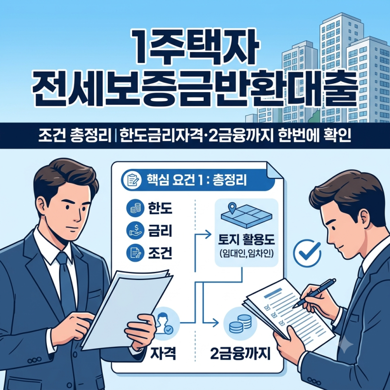 1주택자 전세보증금반환대출 조건 총정리｜한도·금리·자격·2금융까지 한번에 확인
