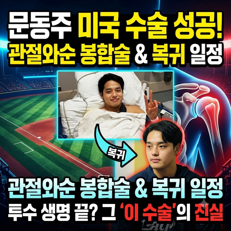  한화 문동주 미국 어깨 수술 성공! 관절와순 봉합술 뜻과 재활 기간 총정리