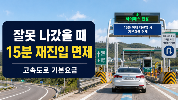  고속도로 잘못 나갔을 때 15분 재진입 기본요금 면제 조건