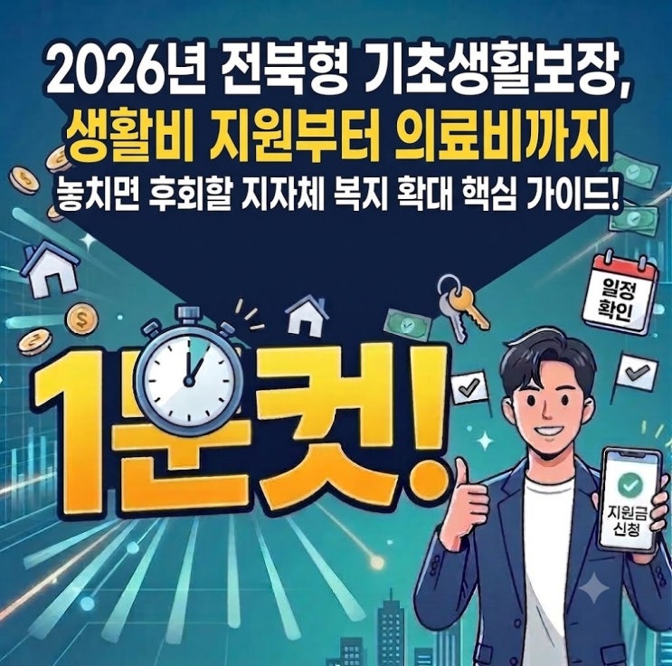  2026년 전북형 기초생활보장, 놓치면 후회할 지자체 복지 확대 핵심 가이드! 생활비 지급부터 의료비까지 지금부터 준비하세요!