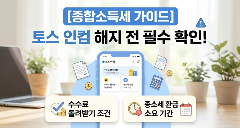 [종합소득세 가이드] 토스 인컴 해지 전 필수 확인! 수수료 돌려받기 조건 및 종소세 환급 소....