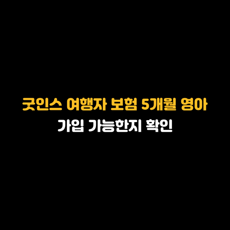 굿인스 여행자 보험 5개월 영아 가입 가능한지 확인