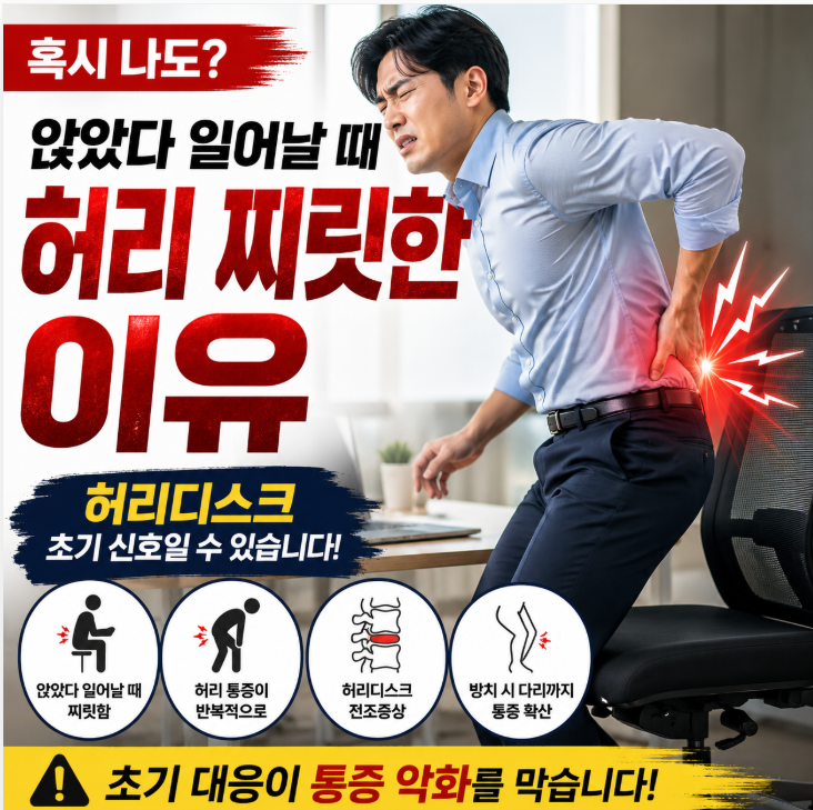 허리디스크 초기증상, 앉았다 일어날 때 통증 생기는 이유