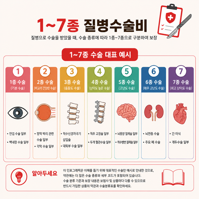 질병7종수술비 뜻 쉽게 이해하기｜1~7종 수술분류 기준 쉽게 정리