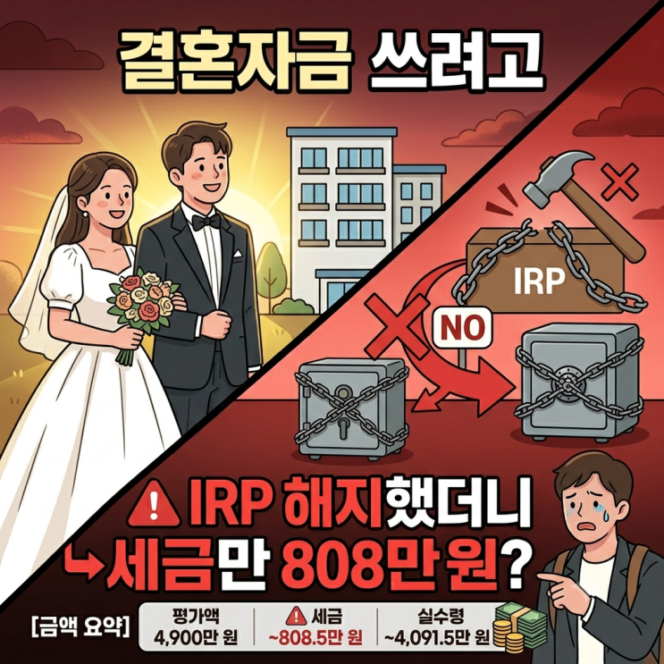  결혼자금 쓰려고 개인형IRP 해지했다가 세금만 808만원 낸 실화(연금저축 추천 이유)