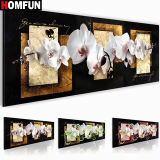  HOMFUN DIY 다이아몬드 페인팅 난초 꽃 풍경 - 정교한 5D 전체 드릴 자수