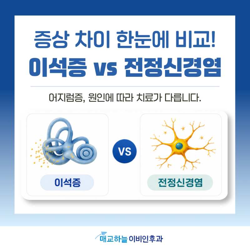 수원 어지럼증병원, 이석증과 전정신경염 차이 어떻게 다를까?