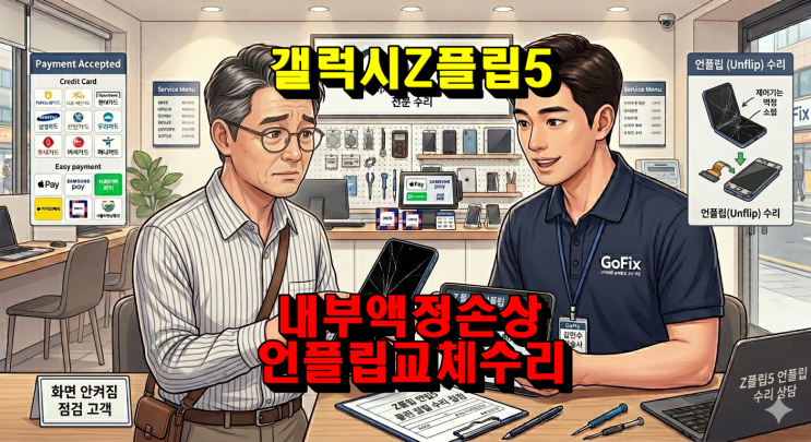  [갤럭시수리점] 갤럭시 Z플립 화면 먹통 + 네트워크 불안까지 한 번에! 언플립 개조로 완벽 해결한 수리 후기 
