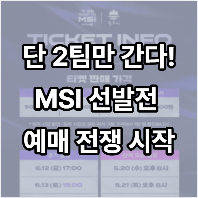 "피켓팅 무조건 성공한다" LCK MSI 대표 선발전! NOL 티켓·티켓 가격·원주 경기 일정 안내
