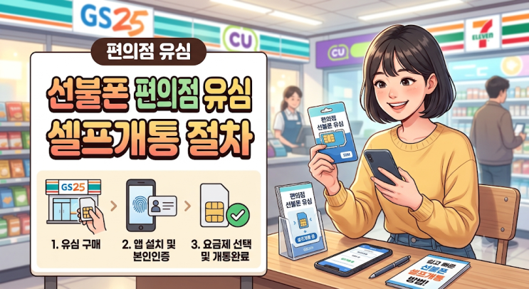  선불폰 편의점 유심 셀프 개통 절차