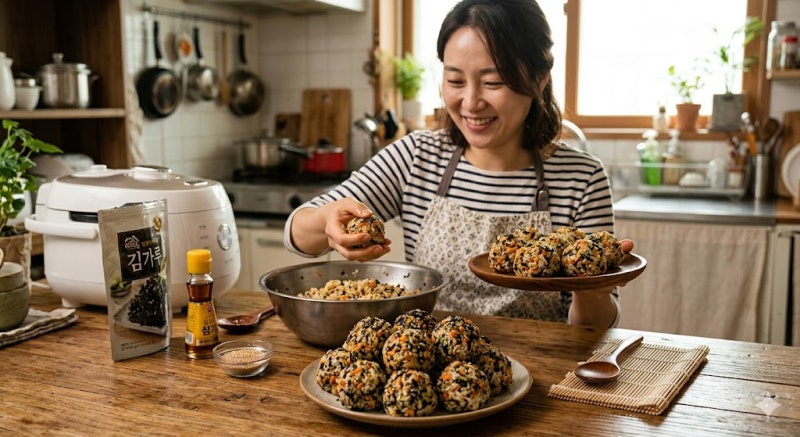 김가루 주먹밥 만들기, 남은 밥으로 만드는 초간단 집밥 레시피