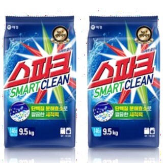  스파크 스마트 클린 분말세제 리필 9.5kg 2개 - 오래 쓰는 고농도 대용량