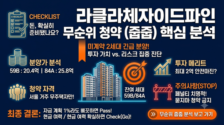  [동작구 줍줍] 라클라체자이드파인 무순위 청약 잔여 2세대 모집공고 청약 결정 가이드 포함