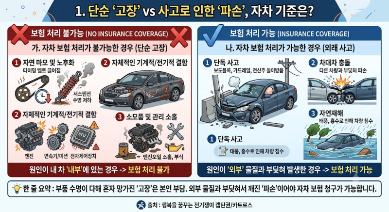 [자동차보험/정보] 내 차 고장, 자차 보험으로 수리 가능할까? 한도와 주의사항 완벽 정리!