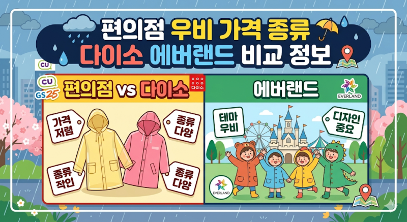 편의점 우비 가격 종류 다이소 에버랜드 비교 정보