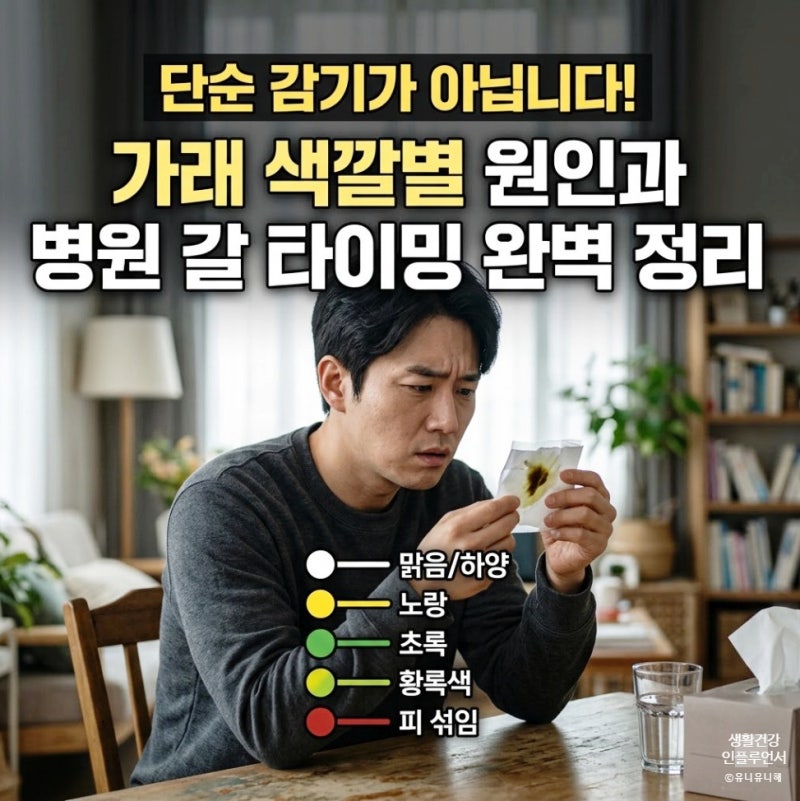 노란가래, 하얀가래, 초록색 가래색깔별 원인과 병원 갈 타이밍