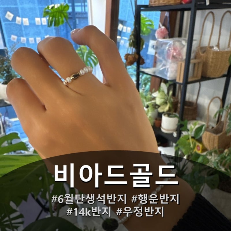비아드골드 14k 금물고기 담주진주반지 ㅣ 친구 생일 선물로 샀다가 우정링 되어버린 행운 기....