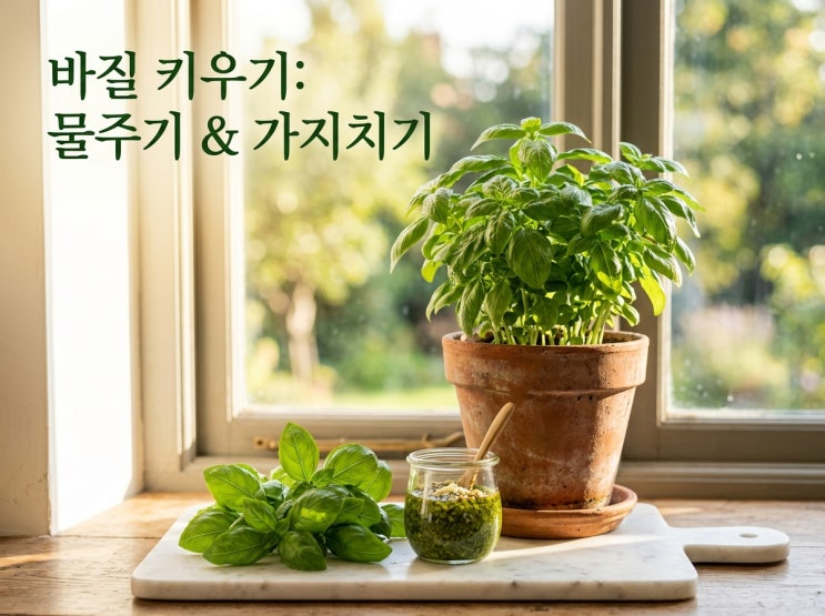  바질 키우기 물주기 및 가지치기 수확 정리