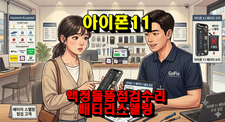  [아이폰수리] 아이폰11 액정과 프레임 사이가 들떠있는데… 알고 보니 배터리 스웰링이 원인이었어요! 아이폰 11 배터리 교체 수리 후기 