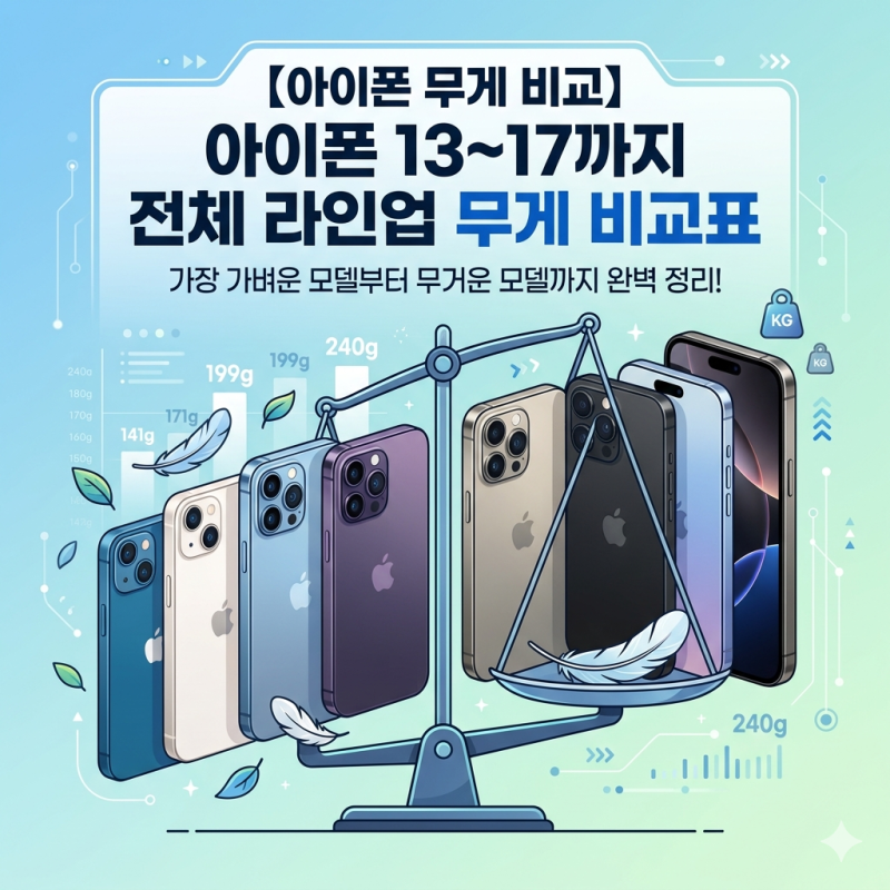 【아이폰 무게 비교】 아이폰13~18까지 전체 라인업 무게 비교표(9/10•아이폰 듀오 추가)