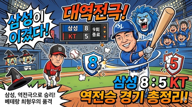 삼성 KT 야구 결과: 빅매치 승자는 삼성 라이온즈! 8-5 역전승 경기 총정리