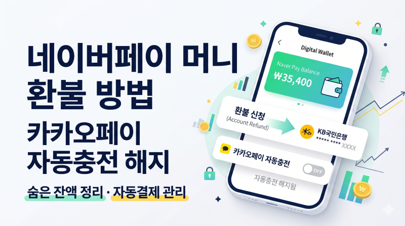 네이버페이 머니 환불 및 카카오페이 자동충전 해지 설정 경로