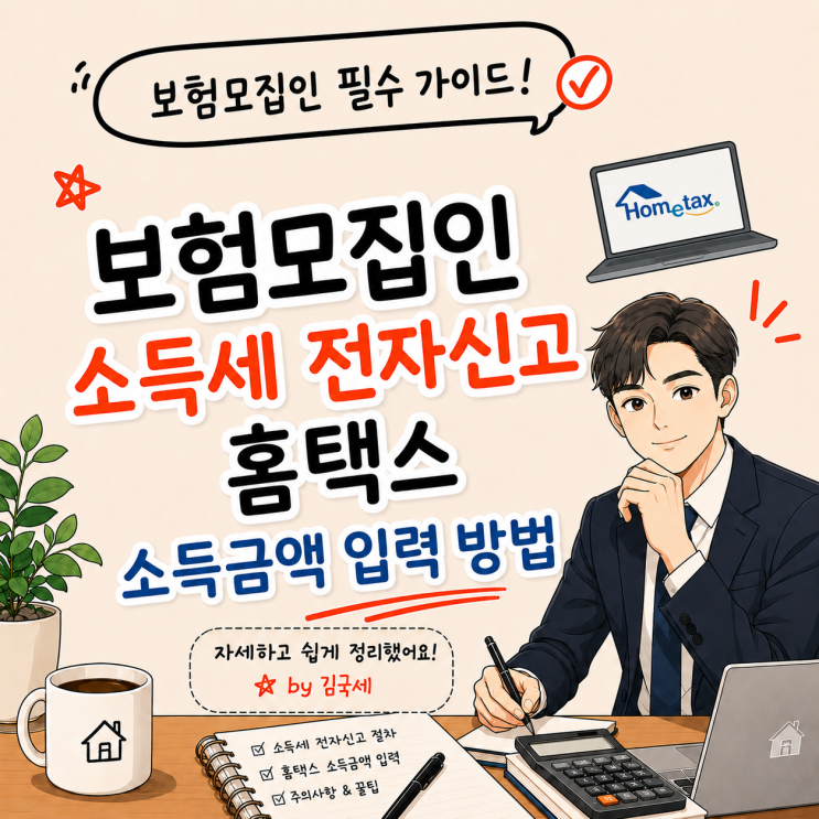  보험모집인 940906 소득세 전자신고 홈택스 소득금액 입력 방법