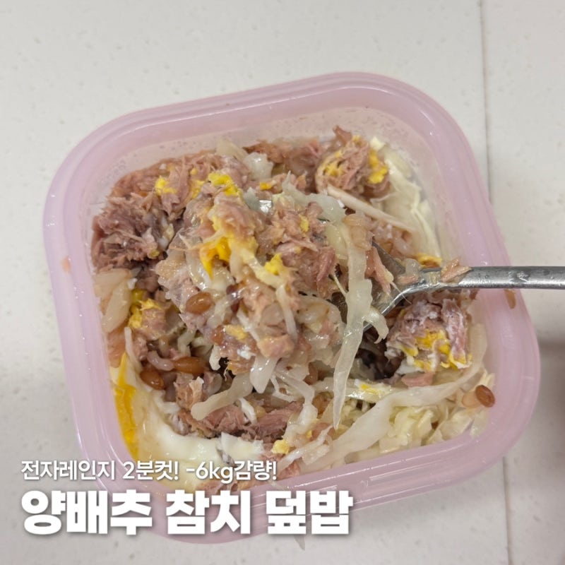 양참덮 레시피 규현 양배추참치덮밥 다이어트 전자레인지 2분 완성