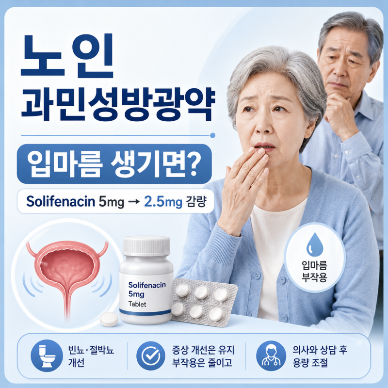 노인 과민성방광 약, 소변은 좋아졌는데 입마름이 생겼다면?