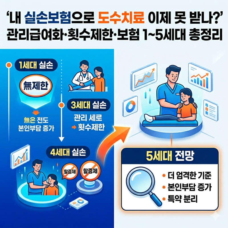 내 실손보험으로 도수치료 이제 못 받나? 관리급여화 전환과 횟수 제한, 1~5세대 총정리
