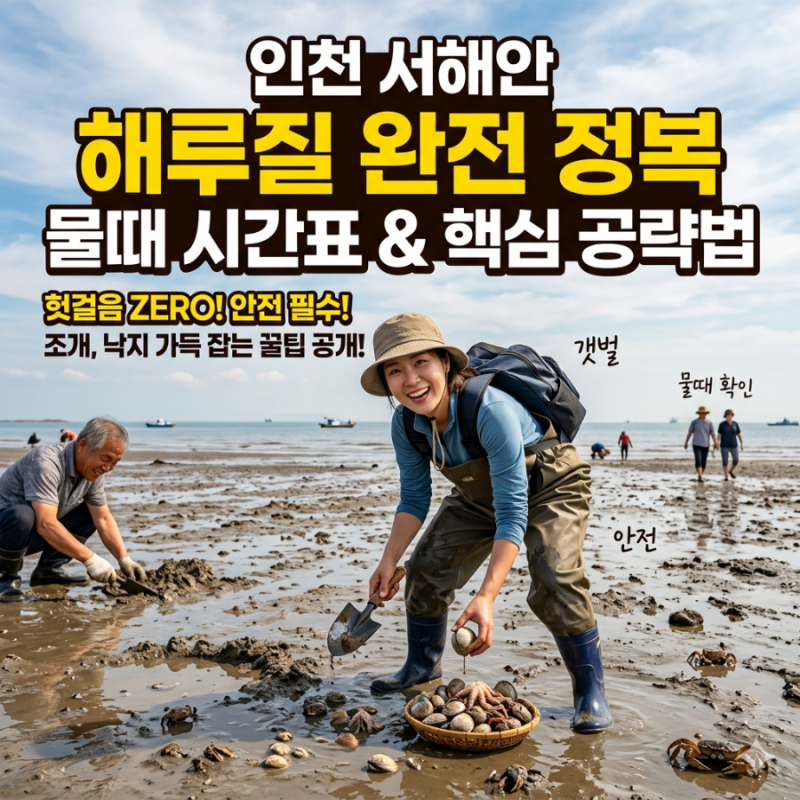 인천 서해 해루질 완전 정복 : 물때표 보는 법, 명소, 필수 준비물