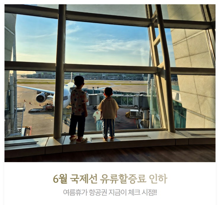 6월 <b>국제선 유류할증료</b> 인하! 여름휴가 항공권 지금 체크해보세요