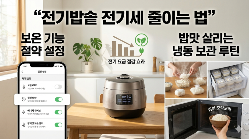 전기밥솥 보온 전력 절약 설정 및 밥맛 유지 냉동 보관 루틴