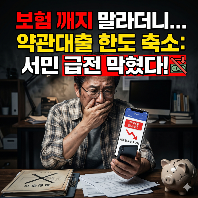 약관대출 한도 축소: "보험 깨지 말라더니" 서민 급전 막힌 진실