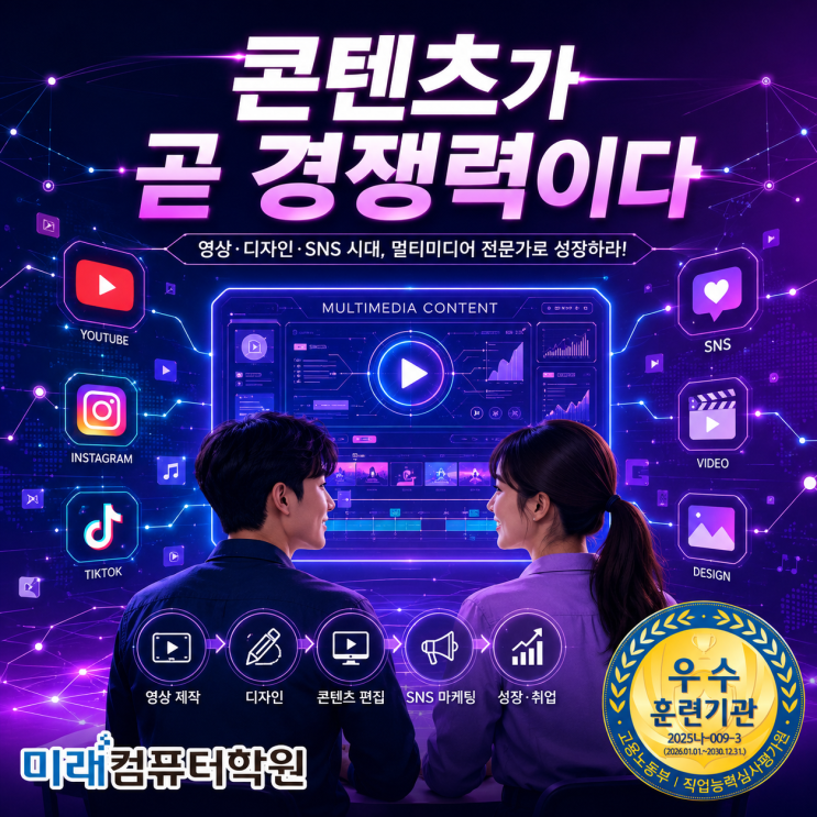  부산·김해·양산 국비지원 멀티미디어콘텐츠제작전문가 취득과정!포토샵·일러스트·프리미어·에펙 배우고 영상디자인 취업까지 한 번에!