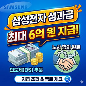 삼성전자 성과급 최대 6억 원? 2026 노사 잠정합의안 지급 조건 총정리